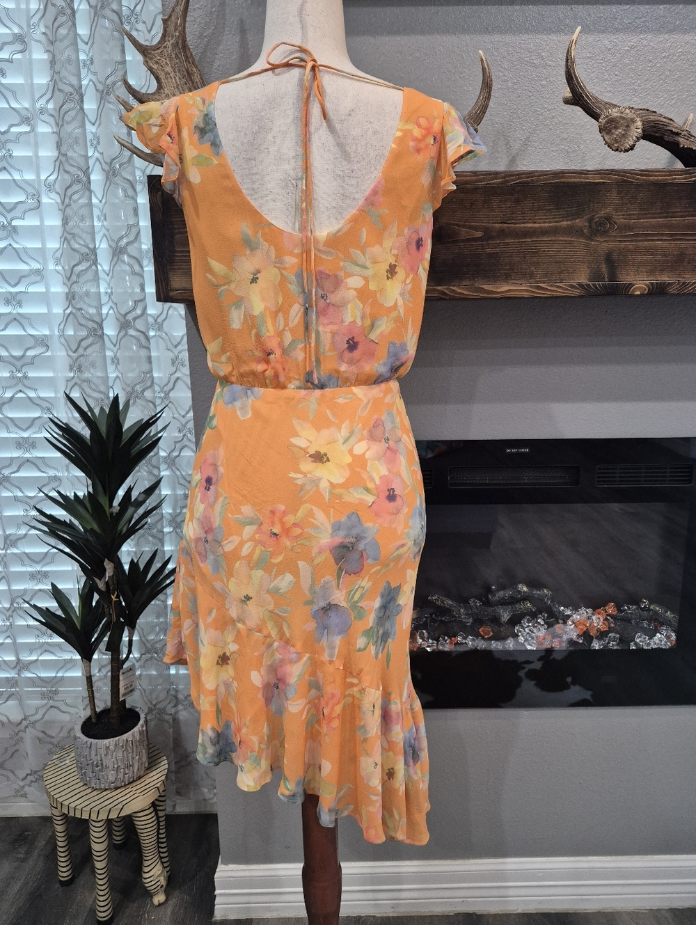 Amanda Uprichard Orange Floral High-Low Dress Size Small - Picture 3 of 7